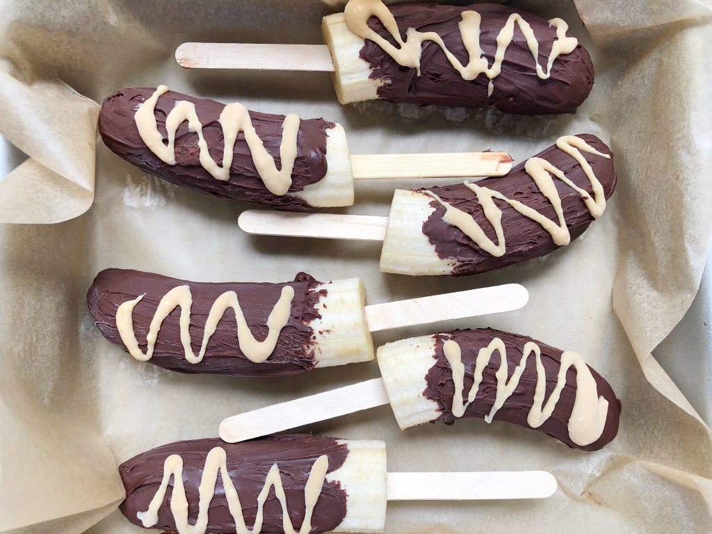 Choc PB Bananas2 1024x768 - Chocolate Peanut Butter Covered Bananas - The Perfect Summertime Treat!