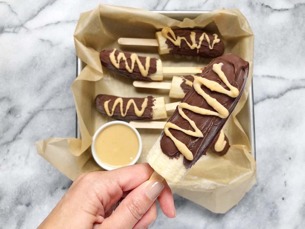 Choc PB Bananas3 1024x768 - Chocolate Peanut Butter Covered Bananas - The Perfect Summertime Treat!