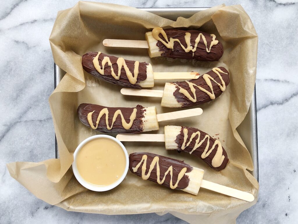 Choc PB Bananas4 1024x768 - Chocolate Peanut Butter Covered Bananas - The Perfect Summertime Treat!