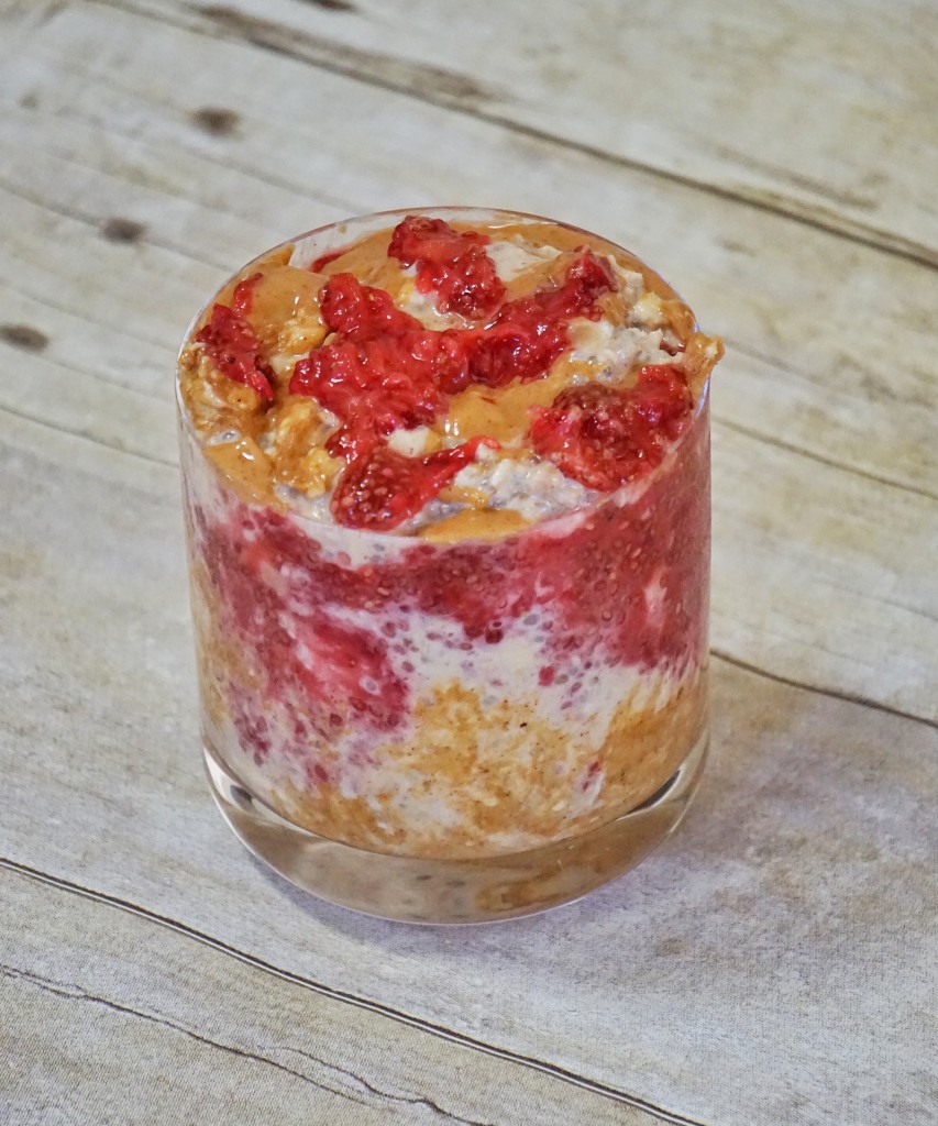 PBJ Oats Leahs Plate3 853x1024 - Peanut Butter & Chia Jelly Overnight Oats