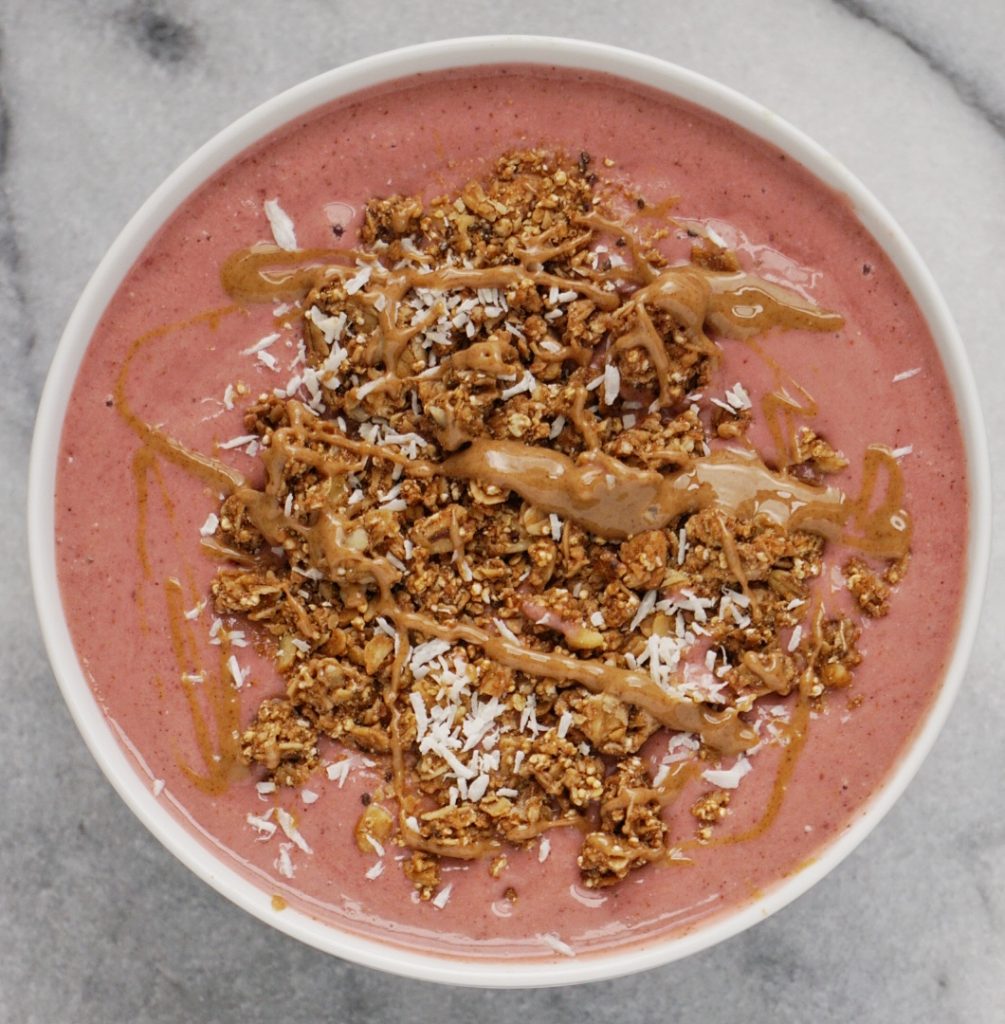 Beet Banana Smoothie Bowl by Leahs Plate 1005x1024 - Beet & Banana Smoothie Bowl