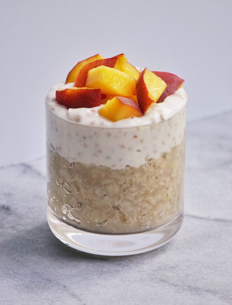 Peachy Oat Yogurt Parfait by Leahs Plate2 782x1024 - Peach Oat Yogurt Parfait