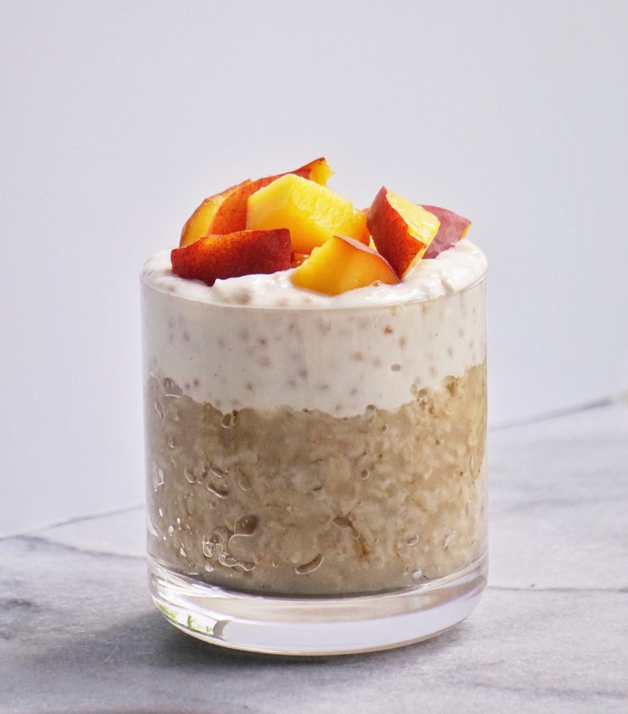 Peachy Oat Yogurt Parfait by Leahs Plate4 901x1024 - Peach Oat Yogurt Parfait