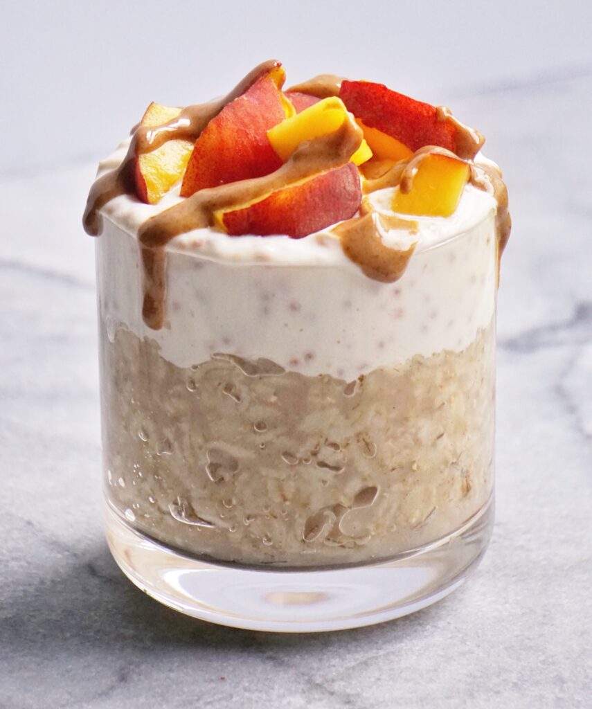 Peachy Oat Yogurt Parfait by Leahs Plate8 855x1024 - Peach Oat Yogurt Parfait