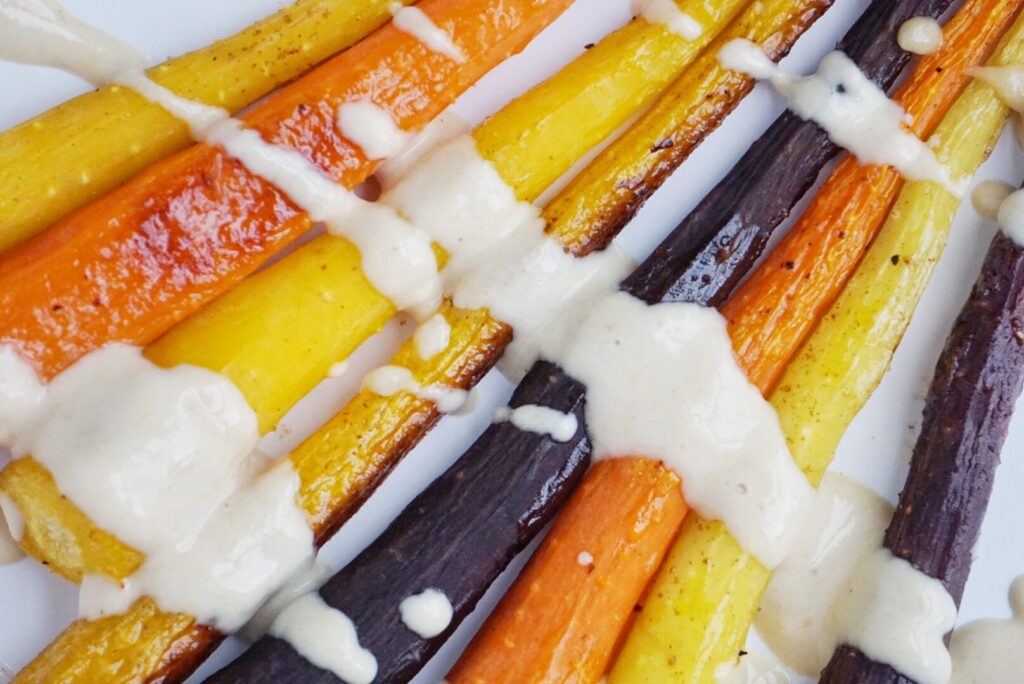 Roasted Rainbow Carrots with a Maple Tahini Sauce4 1024x684 - Roasted Rainbow Carrots with a Maple Tahini Sauce