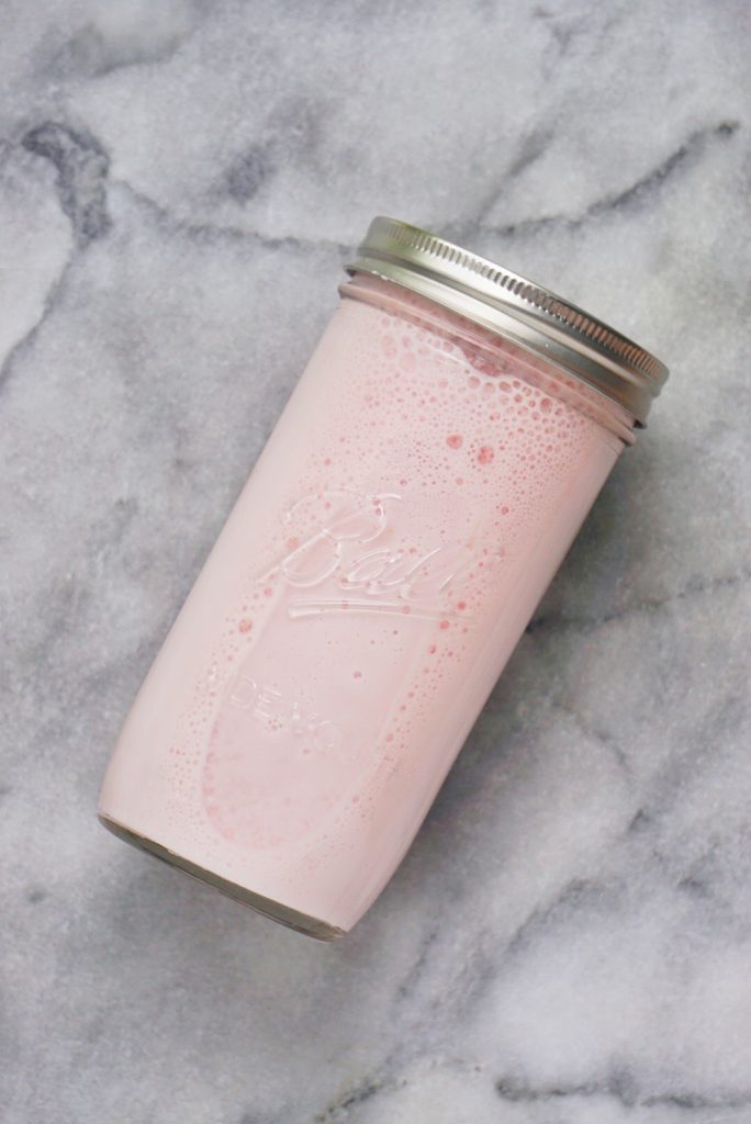 Strawberry Cashew Milk 684x1024 - Perfectly Creamy Vegan Strawberry Cashew Milk