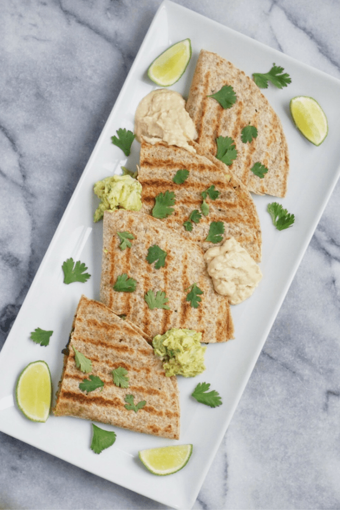 Farmers Market Grilled Vegetable Hummus Quesadilla4 683x1024 - Farmer's Market Grilled Vegetable Hummus Quesadilla (Vegan)