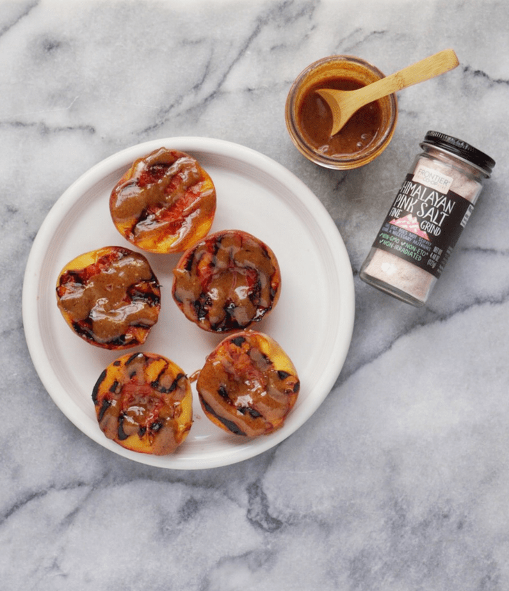 Grilled Peaches with a Sea Salt Caramel Sauce Vegan GF6 - Grilled Peaches with a Sea Salt Caramel Sauce (Vegan & GF)