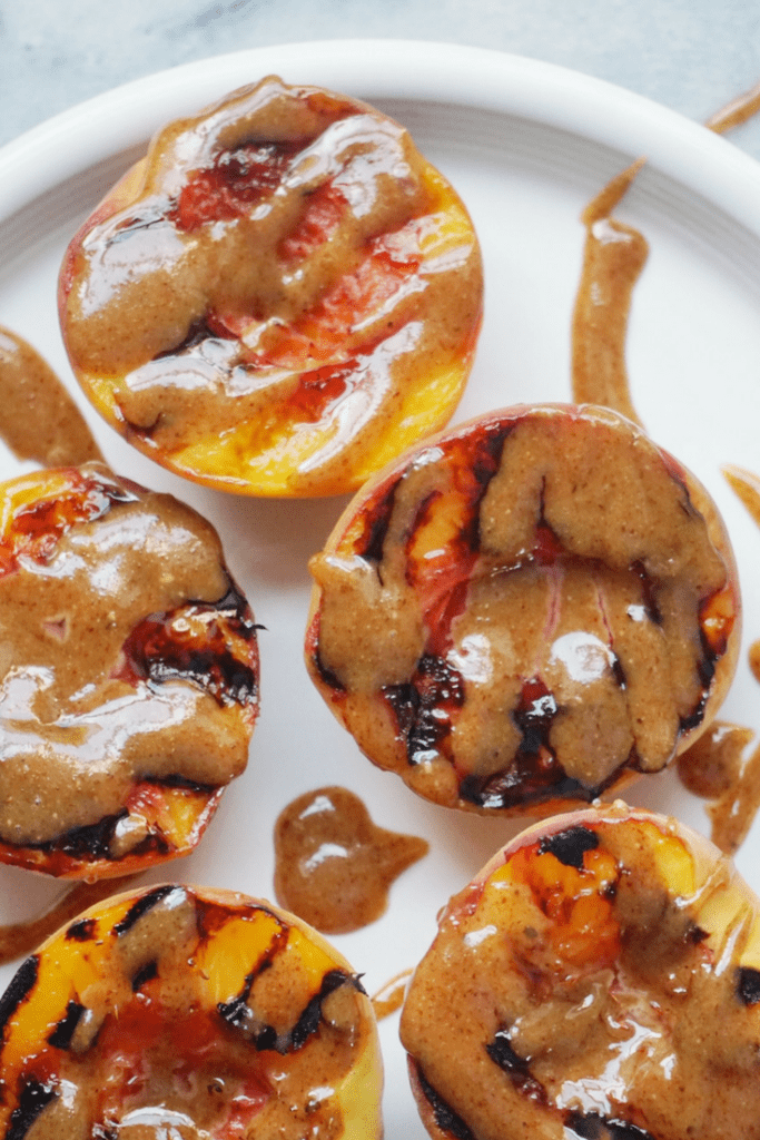 Grilled Peaches with a Sea Salt Caramel Sauce Vegan GF8 683x1024 - Grilled Peaches with a Sea Salt Caramel Sauce (Vegan & GF)