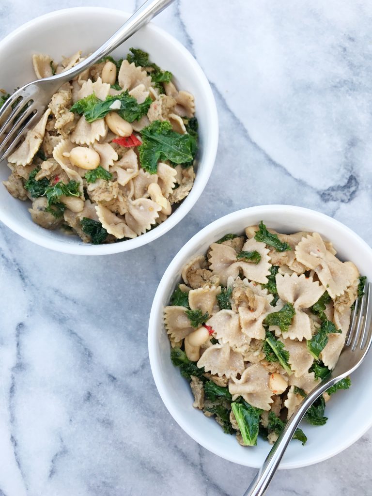 Pasta with Kale White Beans Chicken Sausage5 768x1024 - Whole Wheat Pasta with Chicken Sausage, Kale & White Beans