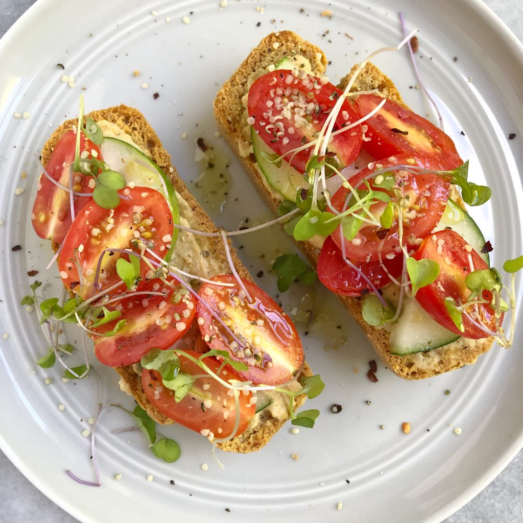 toast2 1024x1024 - Hummus Cucumber Tomato Toast