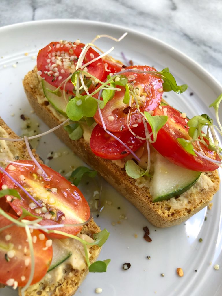 toast6 768x1024 - Hummus Cucumber Tomato Toast