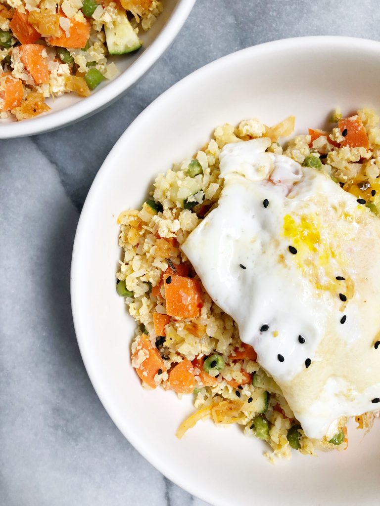 cauli rice 6 768x1024 - Paleo Sriracha Ginger Cauliflower Kraut Fried Rice