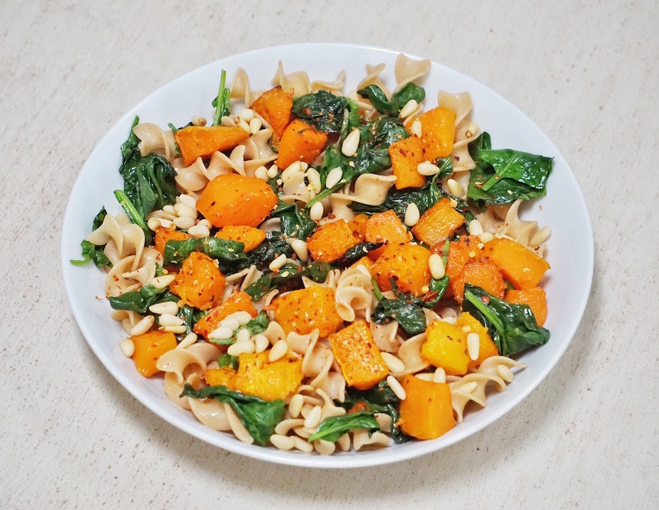 Butternut Squash and Spinach Pasta - Butternut Squash and Spinach Pasta (V + GF)