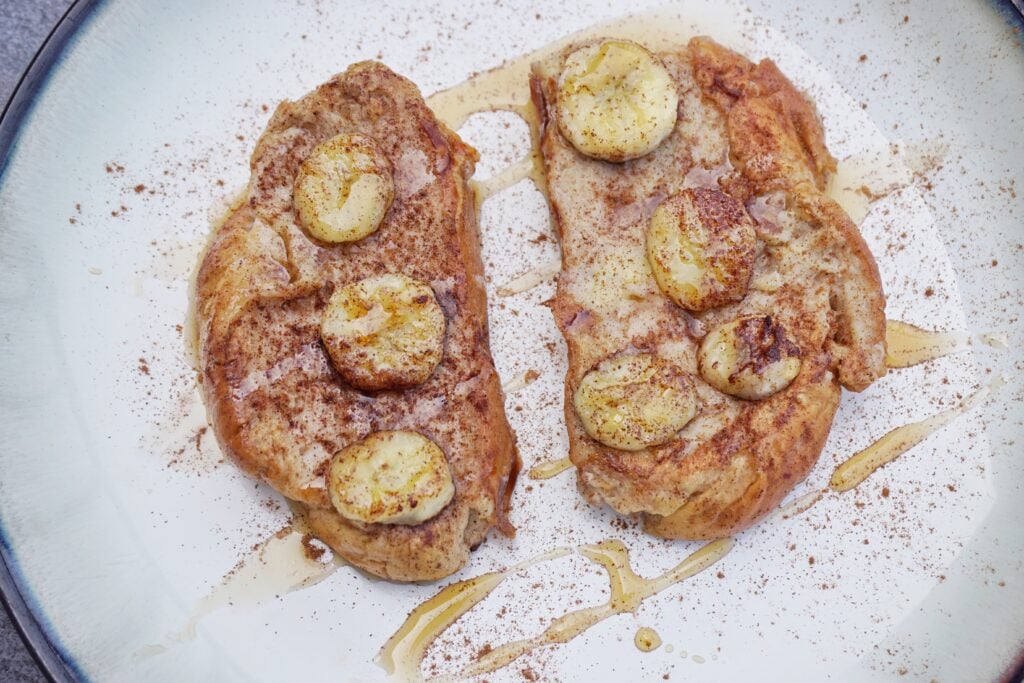 Caramelized Banana Whole Wheat Challah French Toast Leahs Plate2 1024x683 - Caramelized Banana Whole Wheat Challah French Toast