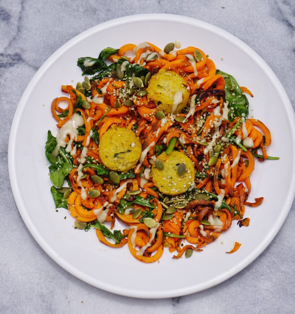 Sweet Potato Noodles Leahs Plate 962x1024 - Sweet Potato Noodle Stir Fry