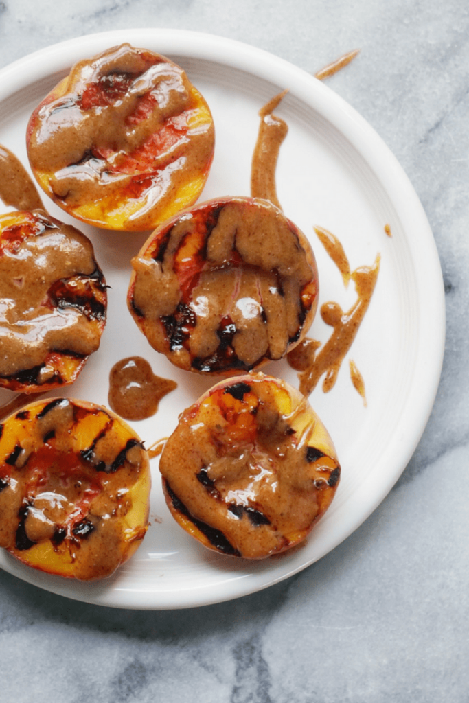 Grilled Peaches with a Sea Salt Caramel Sauce (Vegan & GF)