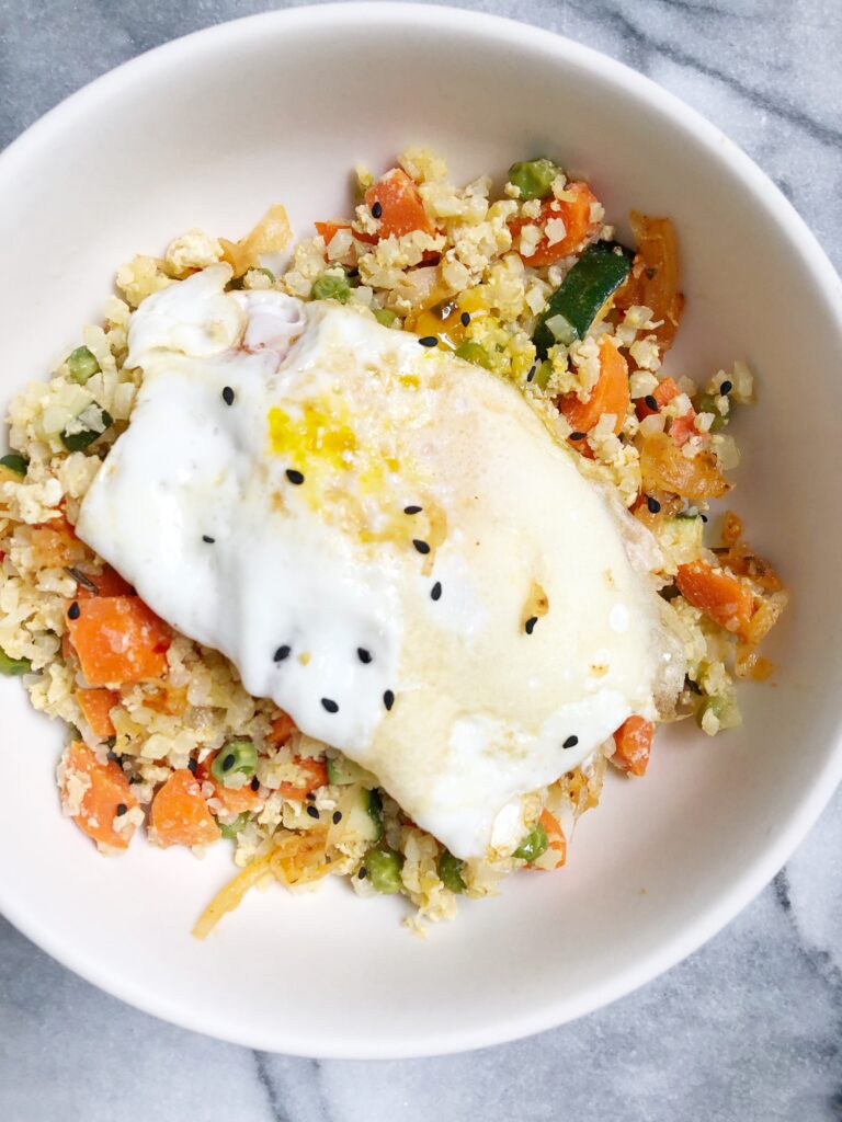 Sriracha-Ginger Cauliflower Kraut Fried Rice (Gluten-Free)