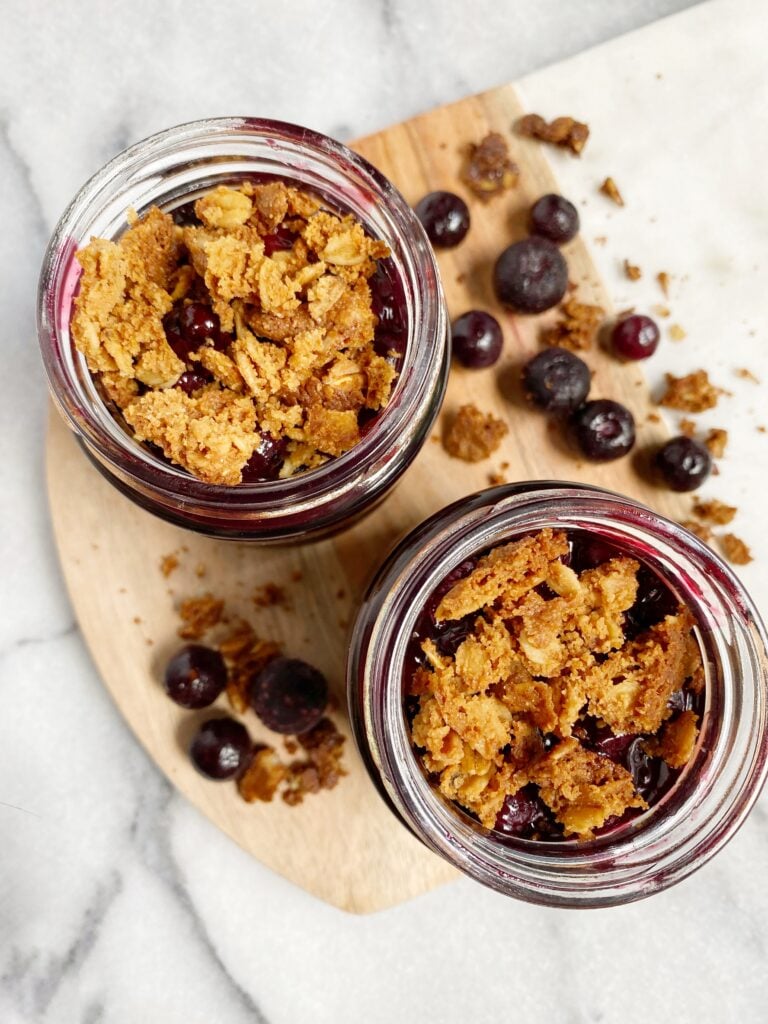 Vegan & GF Mini Blueberry Crisp Jars