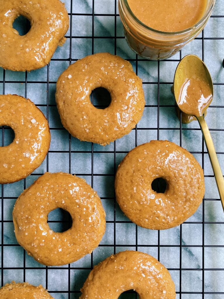 Paleo Apple Cider Donuts with a Salted Caramel Glaze