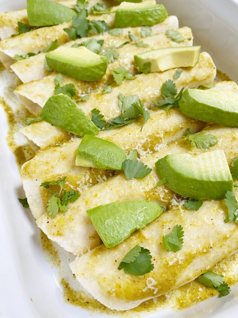 chicken enchiladas in a baking dish