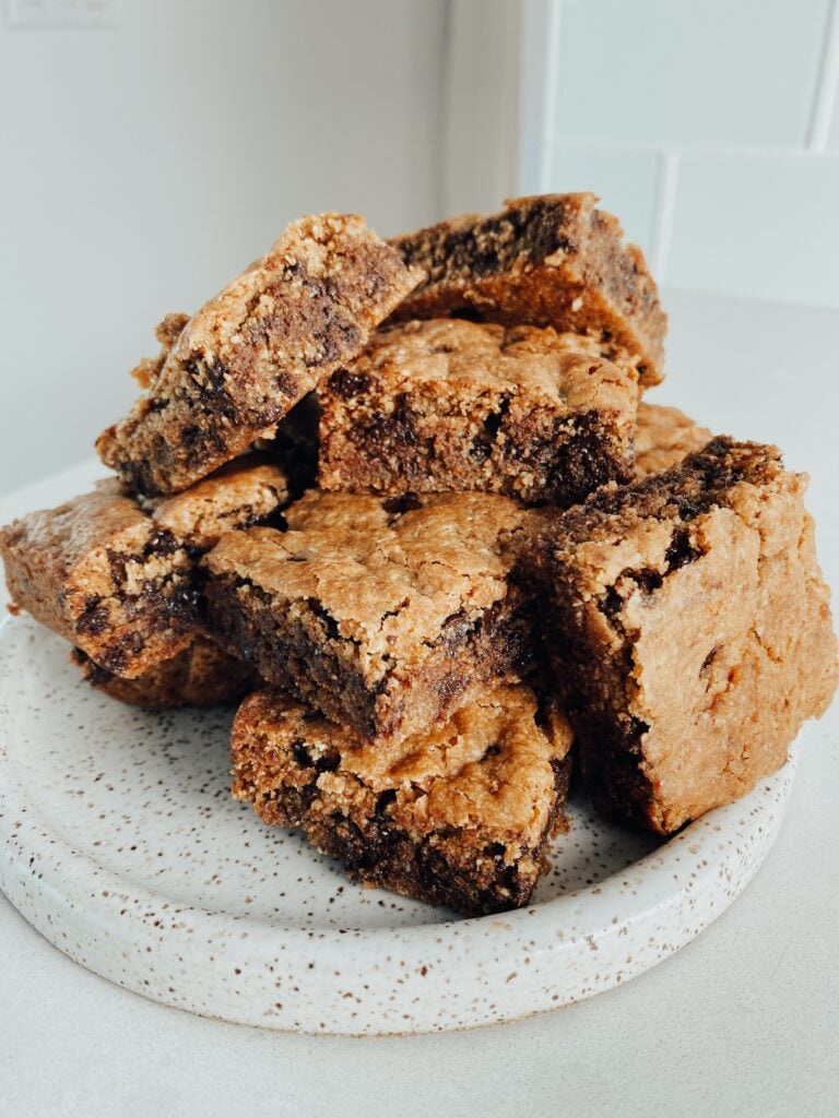 Chocolate Chip Cookie Bars on a plate