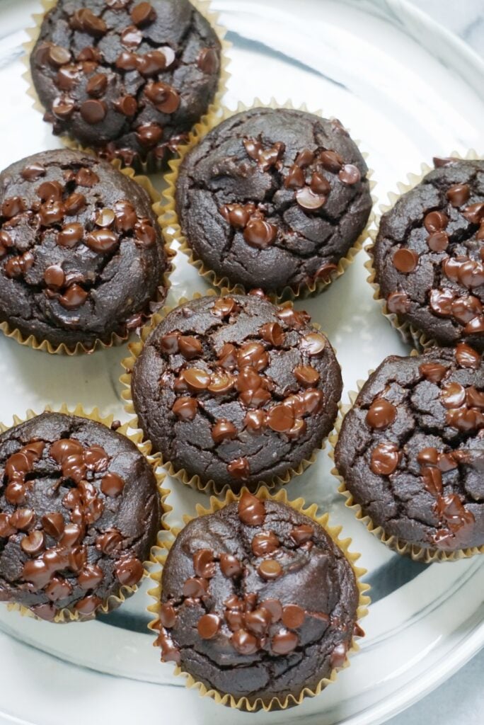 chocolate muffins on a plate